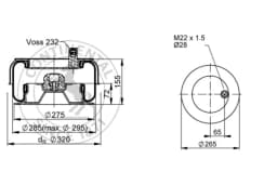 Lõõts, õhkvedrustus CONTITECH AIR SPRING SK 175-602 P01