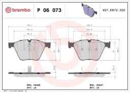 Piduriklotsi komplekt, ketaspidur BREMBO P 06 073