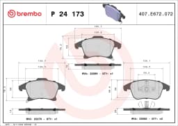 Piduriklotsi komplekt, ketaspidur BREMBO P 24 173