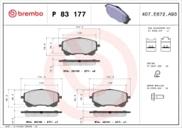 Piduriklotsi komplekt, ketaspidur BREMBO P 83 177