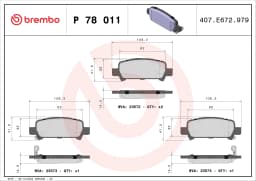 Piduriklotsi komplekt, ketaspidur BREMBO P 78 011