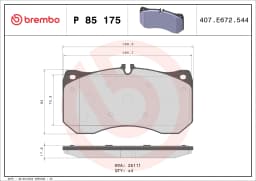 Piduriklotsi komplekt, ketaspidur BREMBO P 85 175
