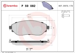 Piduriklotsi komplekt, ketaspidur BREMBO P 59 082