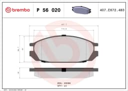 Piduriklotsi komplekt, ketaspidur BREMBO P 56 020