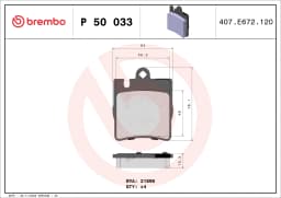 Piduriklotsi komplekt, ketaspidur BREMBO P 50 033