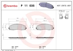 Piduriklotsi komplekt, ketaspidur BREMBO P 11 035