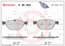 Piduriklotsi komplekt, ketaspidur BREMBO P 36 025
