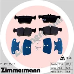 Piduriklotsi komplekt, ketaspidur ZIMMERMANN 25798.155.1
