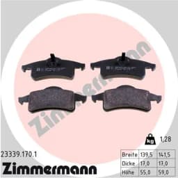 Piduriklotsi komplekt, ketaspidur ZIMMERMANN 23339.170.1