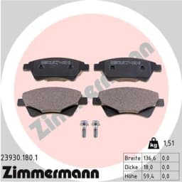 Piduriklotsi komplekt, ketaspidur ZIMMERMANN 23930.180.1