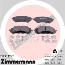 Piduriklotsi komplekt, ketaspidur ZIMMERMANN 25895.185.2