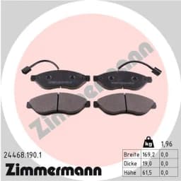 Piduriklotsi komplekt, ketaspidur ZIMMERMANN 24468.190.1