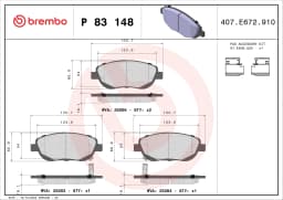 Piduriklotsi komplekt, ketaspidur BREMBO P 83 148